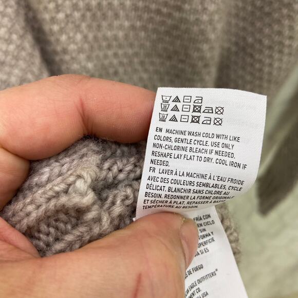 American Eagle Tunic Sweater Size S Bobble Neutral Taupe Beige V Neck - Picture 9 of 10